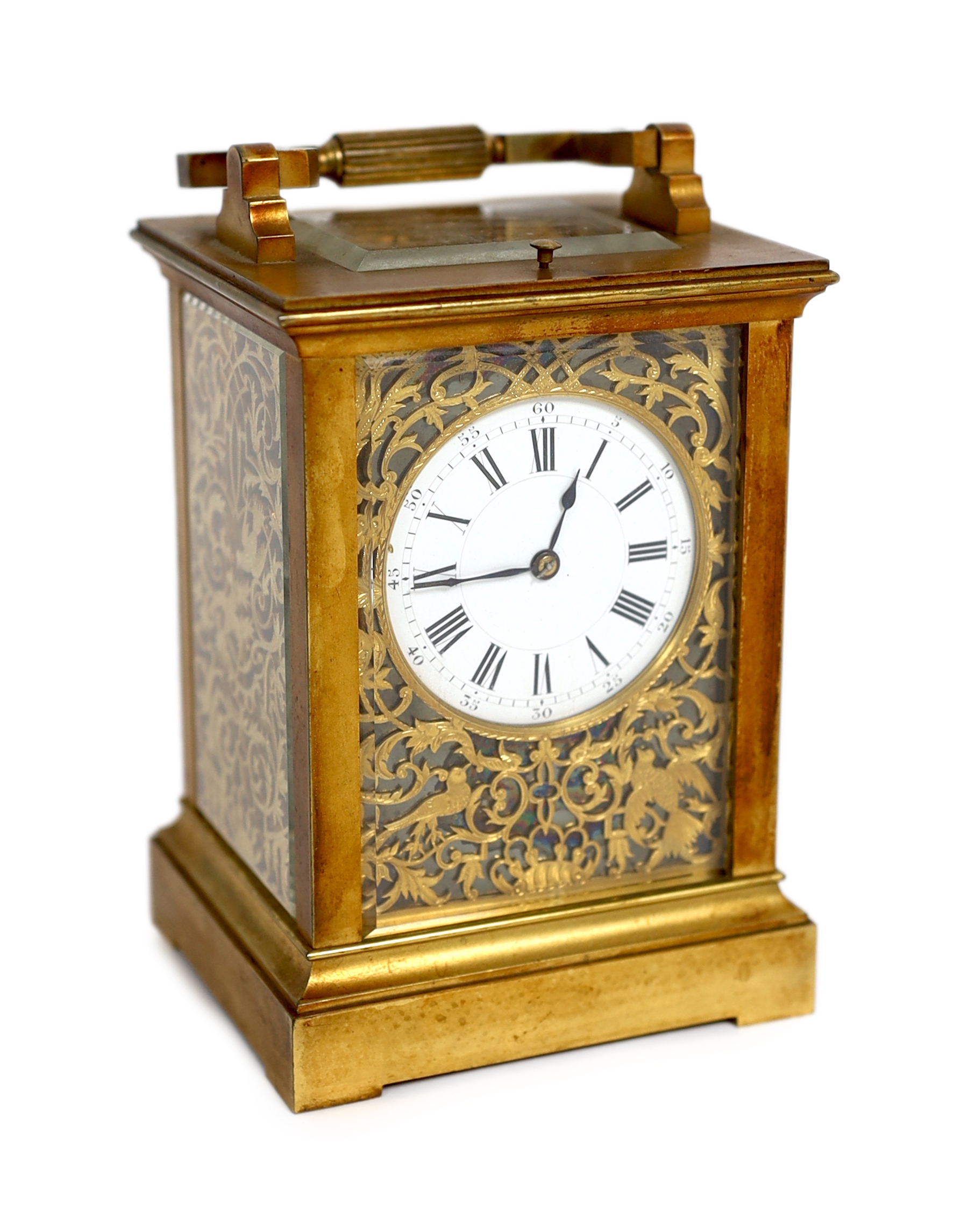 Henri Jacot. A late 19th century French quarter repeating carriage clock, circa 1885